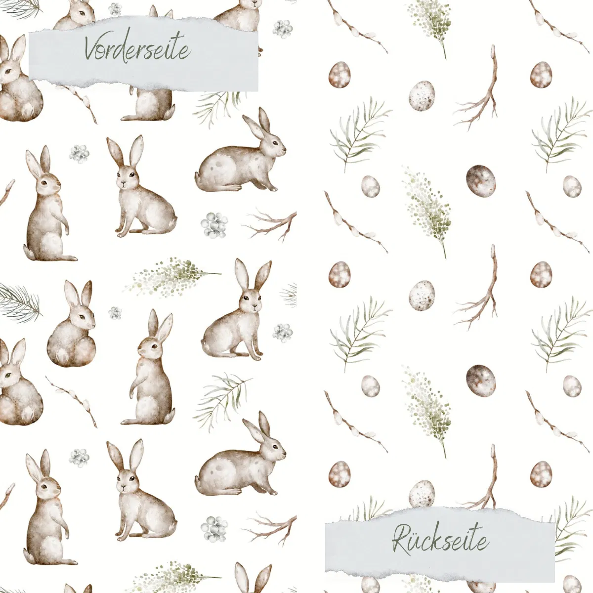 Creative Depot - Designpapier - Osterhasen mit Zweigen - Doppelseitig bedruckt