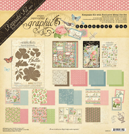 Graphic 45 - Botanical Tea Keepsake Kit with Exclusive Metal Die-Set