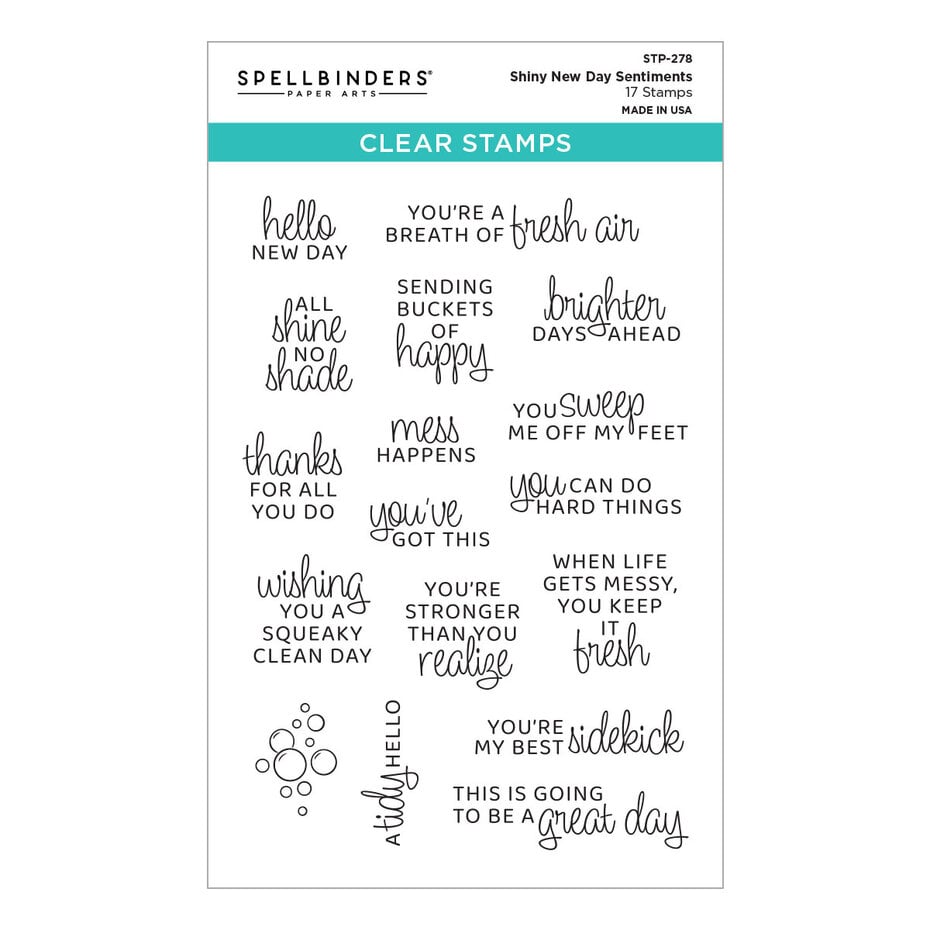 Spellbinders - Shiny New Day Clear Stamp Set Sentiments