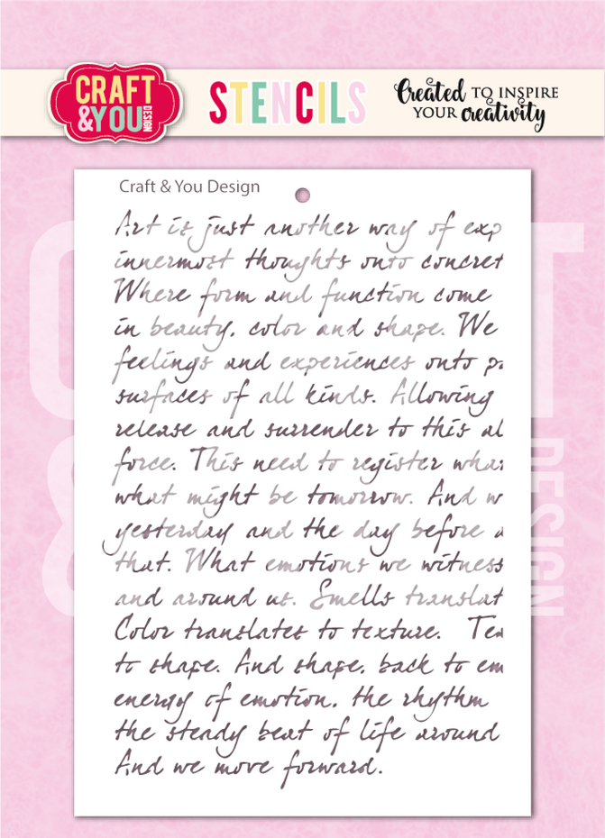Craft & You Design - Handwritten Tekst A6 Stencil