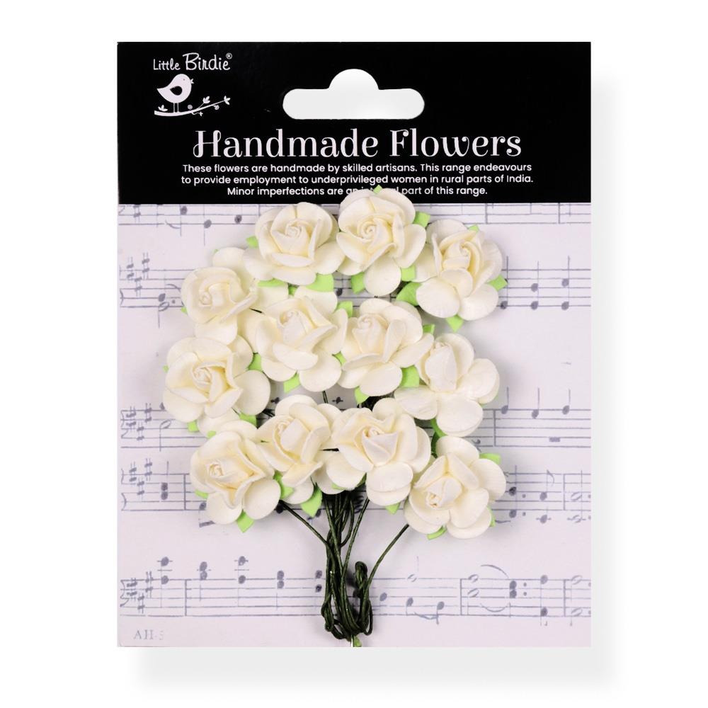 Little Birdie Catalina Paper Flowers 12/Pkg - Ivory Pearl 