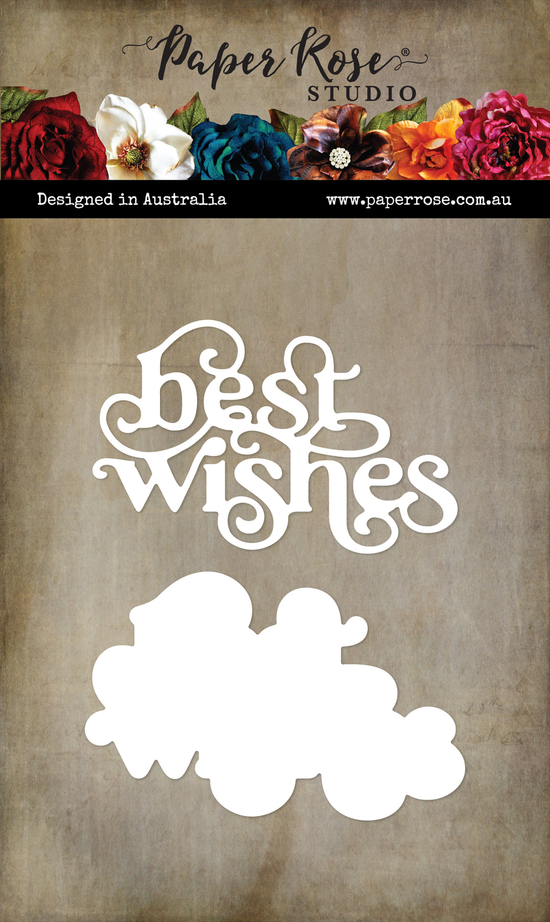 Paper Roses - Large Layered Script Best Wishes Metal Cutting Die Paper Roses - Large Layered Script Best Wishes Metal Cutting Die