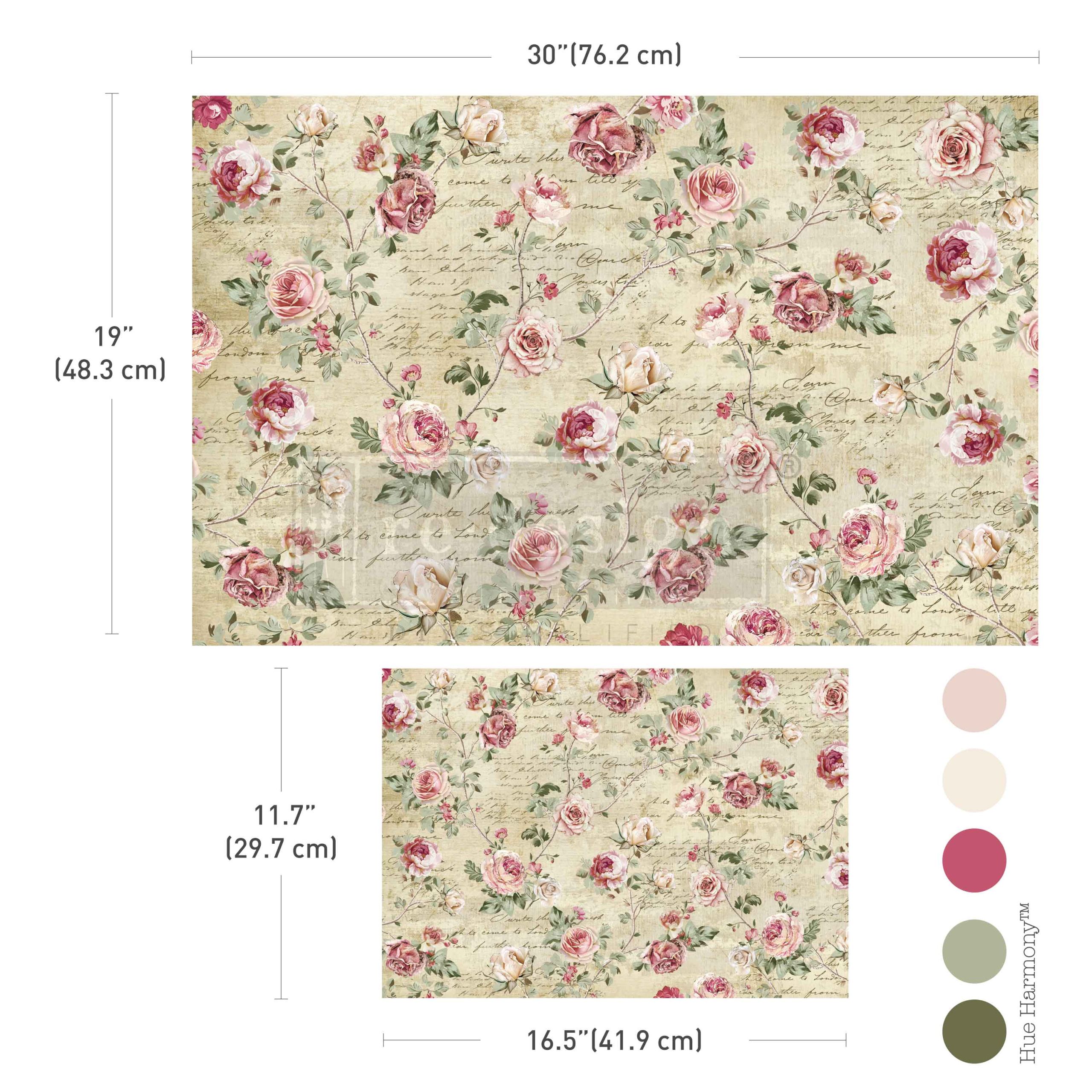 Re-Design with Prima - Double Delight Decoupage Fiber Paper Set – Timeless Charm – Total 2 sheets – 1 sheet, 19.5″x30″ + 1 sheet, 11.7″x16.5″