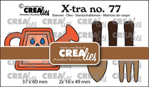 Crealies Xtra Gießkanne und Gartengeräte