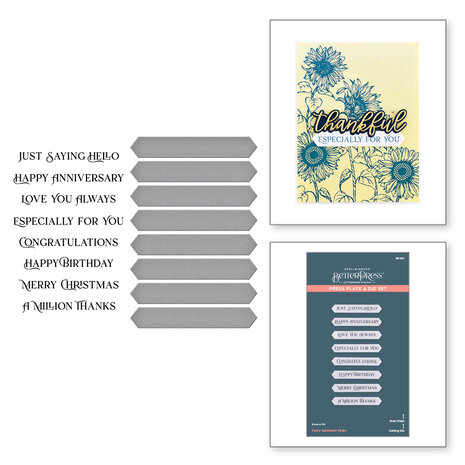 Spellbinders - Fancy Sentiment Strips Press Plate & Die Set
