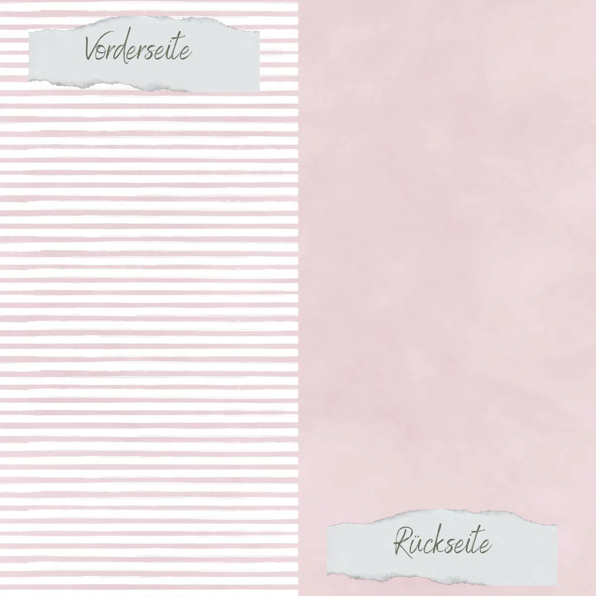 Creative Depot - Designpapier - Basic - Puderrosa - Streifen + Uni - Doppelseitig bedruckt