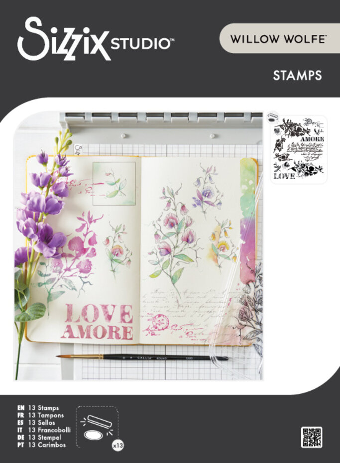 Sizzix - Studio Clear Stamps by Willow Wolfe Love Letters (13pcs)