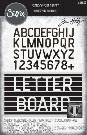 Sizzix - 2D Texture Fades w/ Thinlits Die by Tim Holtz Vault Side Order Letterboard (1+35pcs) Sizzix - 2D Texture Fades w/ Thinlits Die by Tim Holtz Vault Side Order Letterboard (1+35pcs)