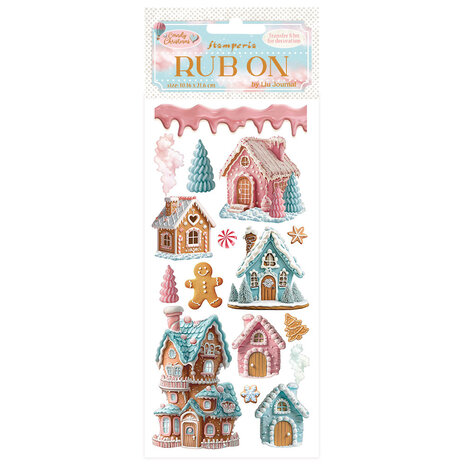 Stamperia - Candy Christmas Rub-on 4x8,5 Inch Marzipan Houses