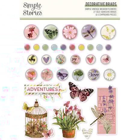 Simple Stories - Simple Vintage Meadow Flowers Decorative Brads