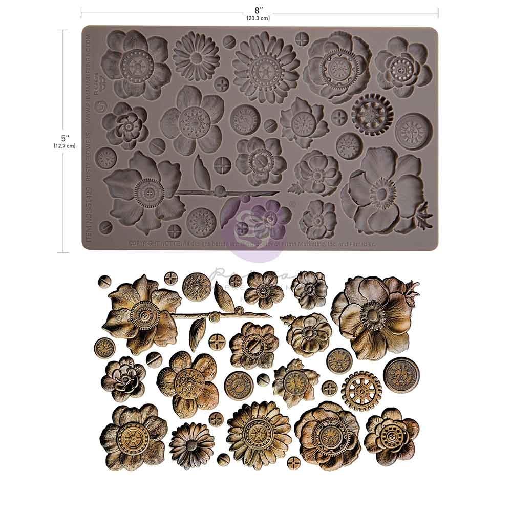 Prima Marketing - Finnabair Decor Moulds 5"x8"x8mm - Rusty Flowers 