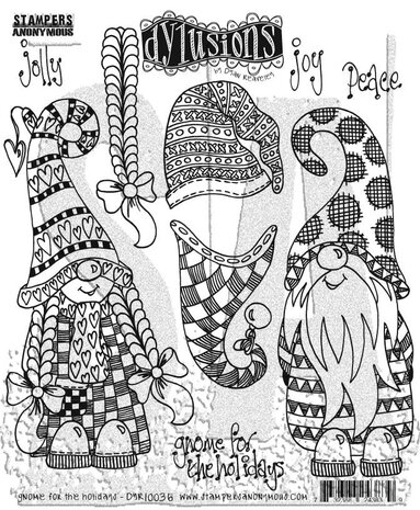 Stampers Anonymous - Gnome For The Holidays Dylusions Cling Stamps