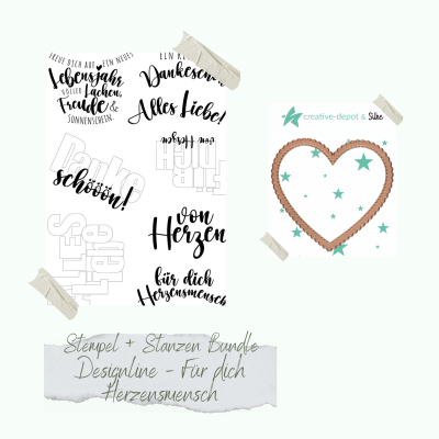 Creative Depot - Bundle - Designline - Für dich Herzensmensch & Keksherz - Stempelset & Stanzen