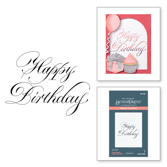 Spellbinder - BetterPress - Copperplate Happy Birthday Press Plate from the Copperplate Everyday Sentiments Collection by Paul Antonio Spellbinder - BetterPress - Copperplate Happy Birthday Press Plate from the Copperplate Everyday Sentiments Collection by Paul Antonio