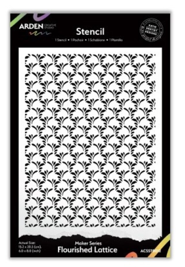 Arden Creative Studio - Maker Series 6x8 Inch Stencil Flourished Lattice by Katie Pertiet
