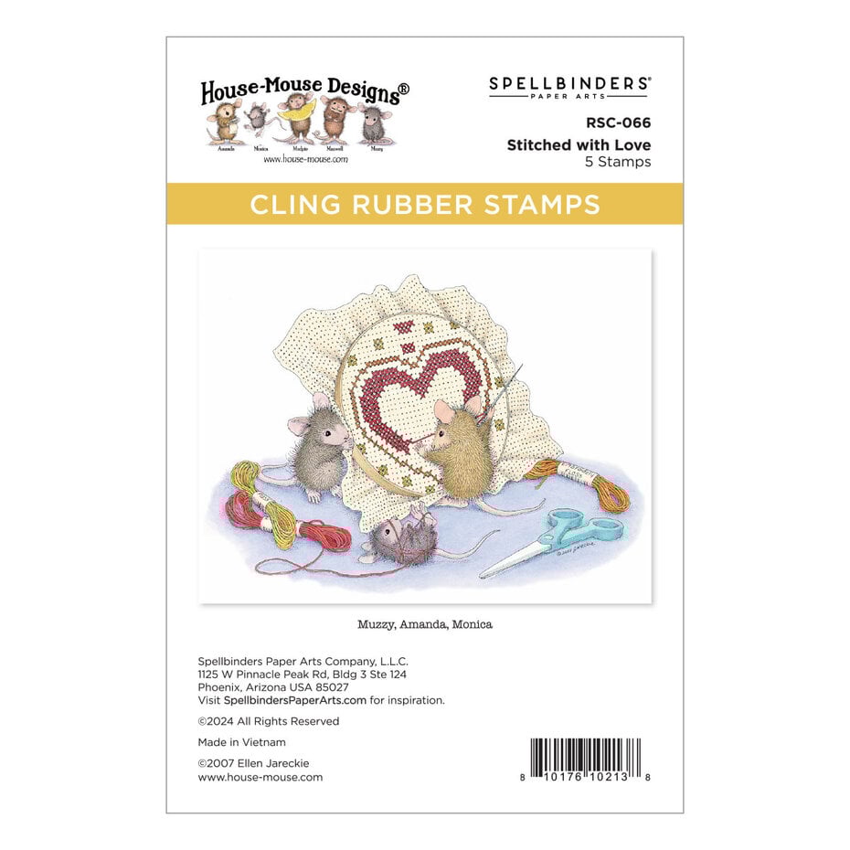 Spellbinders - House-Mouse Heart and Soul Cling Rubber Stamps Stitched with Love