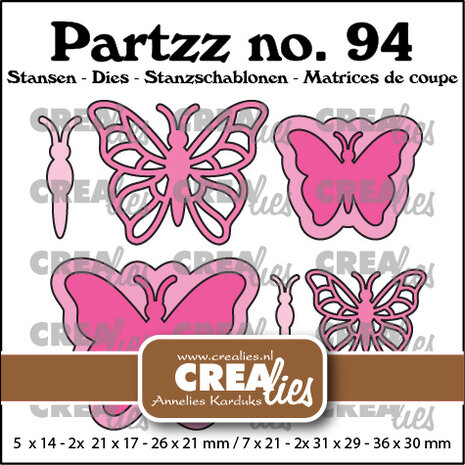Crealies Partzz Dies No. 94 Butterfly B Middle and Small