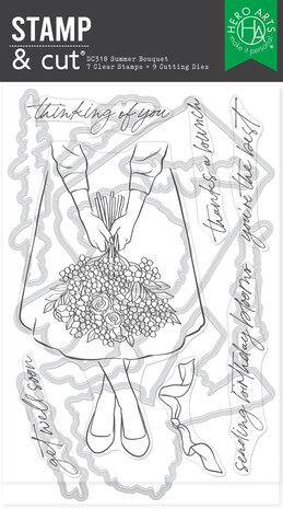 Hero Arts Clear Stamp - Seaside Blooms Stamp & Cut Summer Bouquet  Hero Arts Clear Stamp - Seaside Blooms Stamp & Cut Summer Bouquet