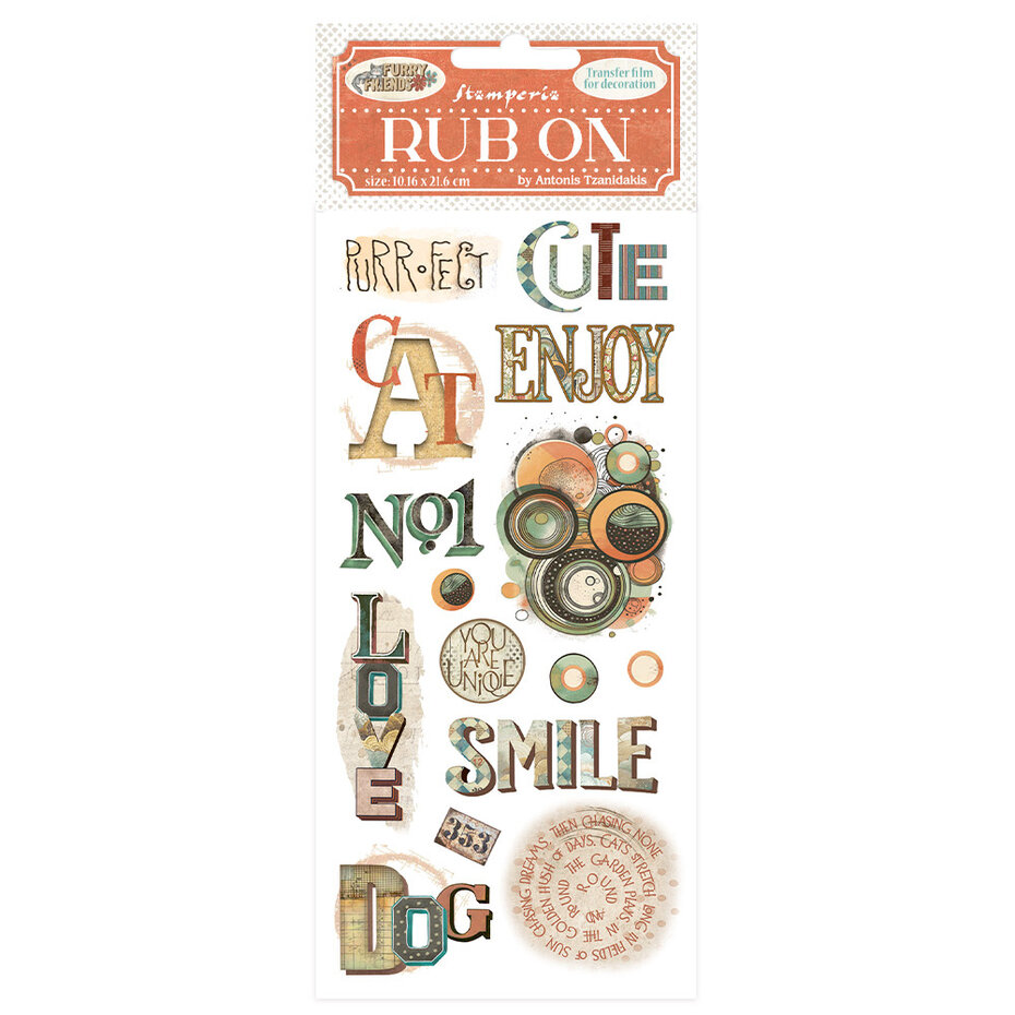 Stamperia - Furry Friends Rub-On 4x8,5 Inch Writing