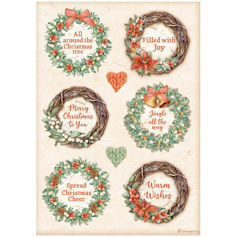 Stamperia - All Around Christmas A4 Rice Paper 6 Garlands