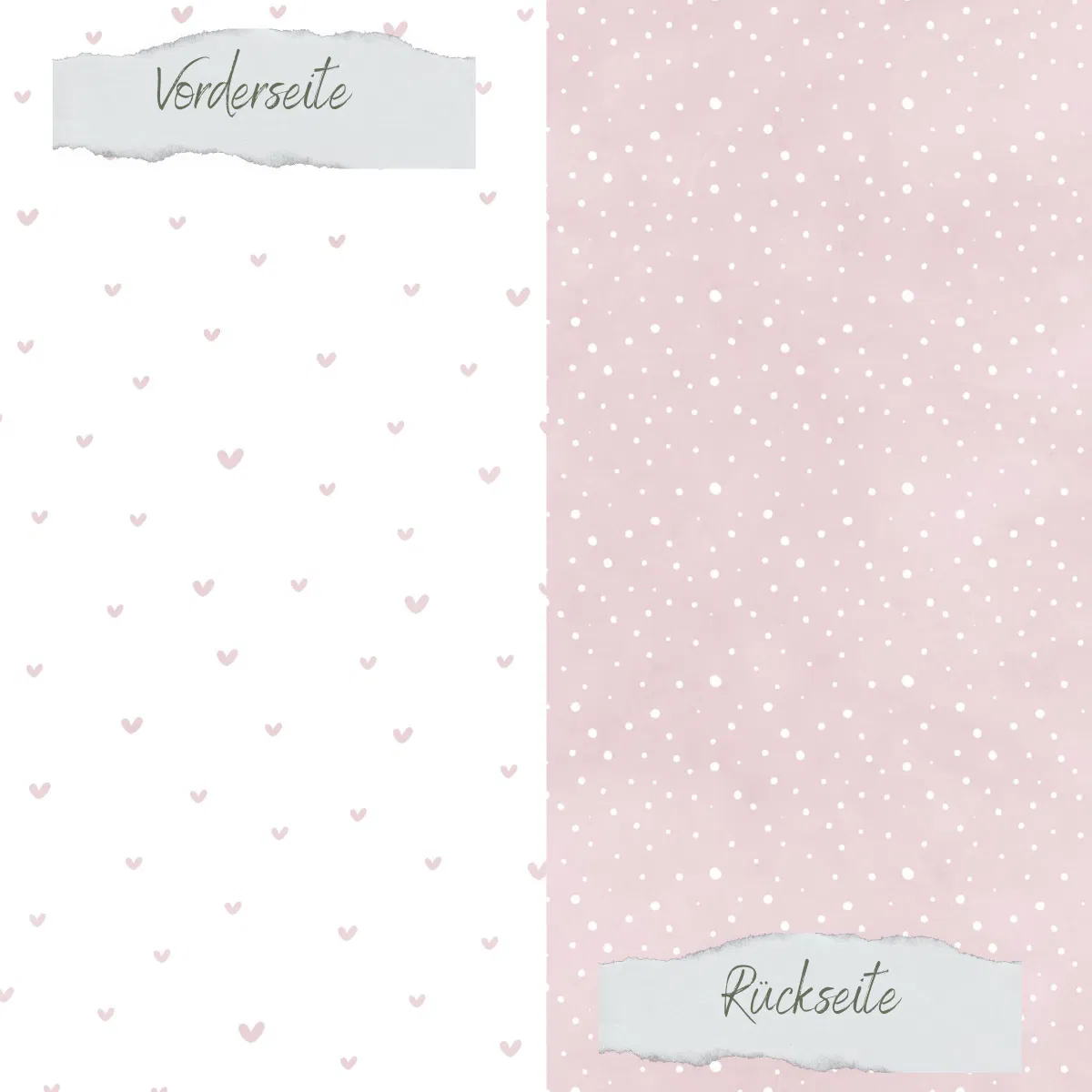 Creative Depot - Designpapier - Basic - Puderrosa - Doodle Herzen + Sprenkel - Doppelseitig bedruckt