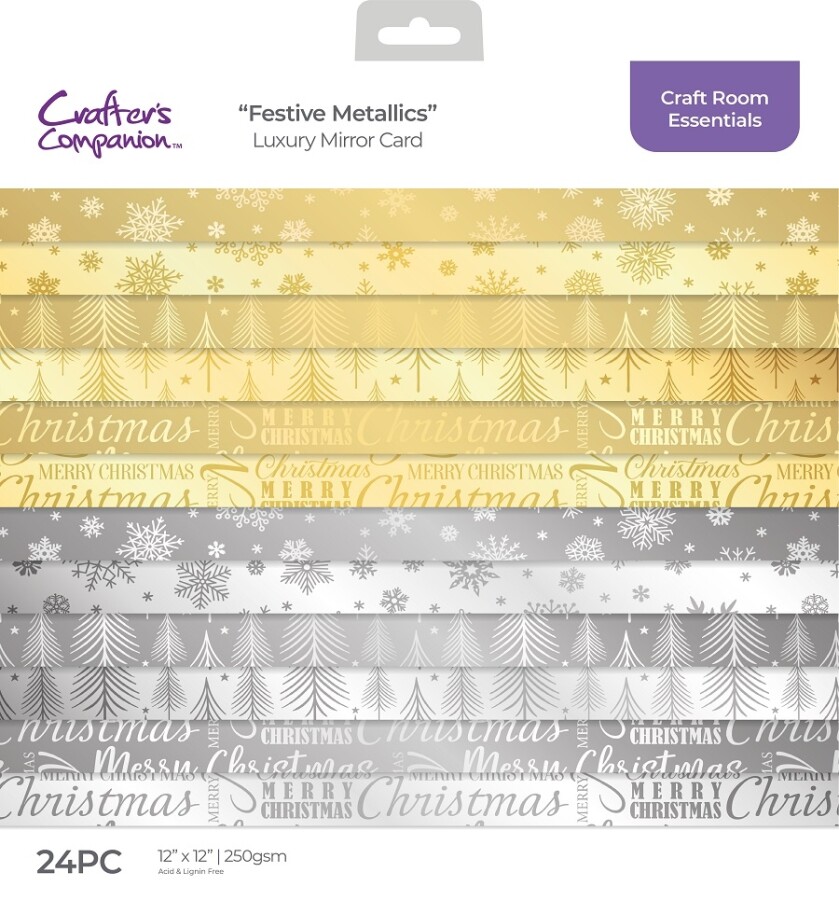 Crafter's Companion - Luxury Xmas Mirror Paperpad 30x30 cm - Festive Metallics