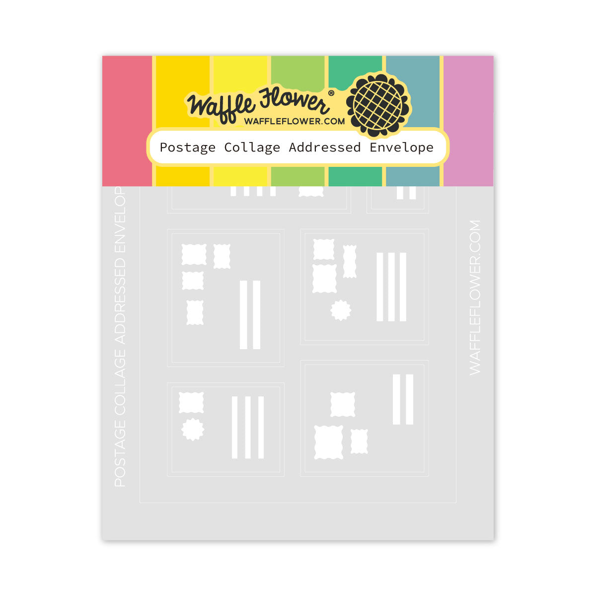 Waffle Flower -Postage Collage Addressed Envelope Stencil