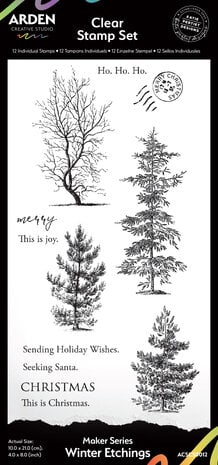 Arden Creative Studio - Maker Series 4x8 Inch Clear Stamp Set Winter Etchings Arden Creative Studio - Maker Series 4x8 Inch Clear Stamp Set Winter Etchings