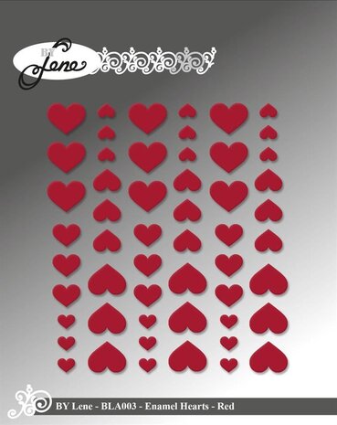 By Lene - Enamel Hearts Red (54pcs) 