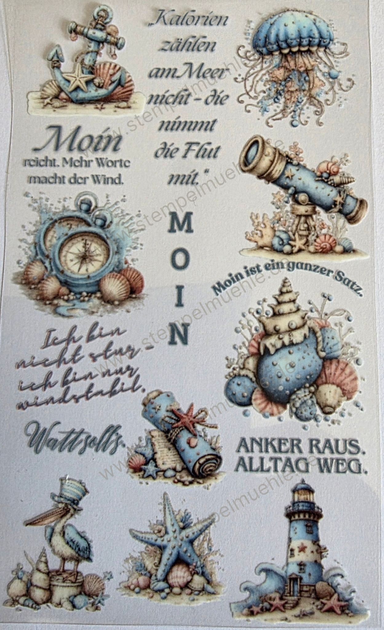 Stempelmühle - UV DTF Rub-On Aufkleber - Moin