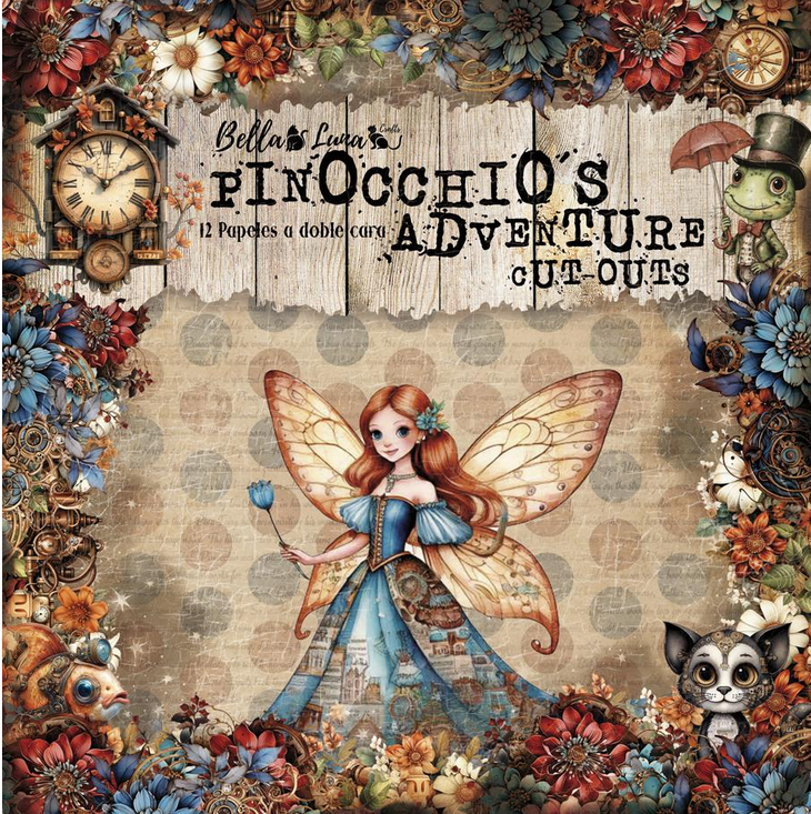 Bellaluna Crafts Pad 8x8" Bellaluna Crafts con 12 papeles doble cara Pinocchio's Adventure Cut Outs  Bellaluna Crafts Pad 8x8" Bellaluna Crafts con 12 papeles doble cara Pinocchio's Adventure Cut Outs