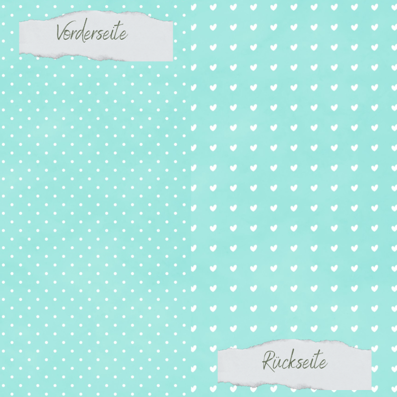 Creative Depot - Designpapier - Basic - Sommerjade - Pünktchen + Herzchen - Doppelseitig bedruckt 