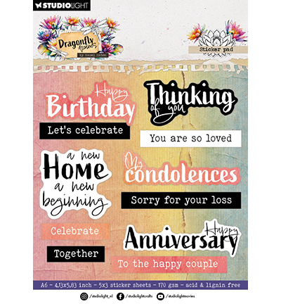 Studio Light - Sticker Pads - Sentiments Dragonfly Dreams nr. 56
