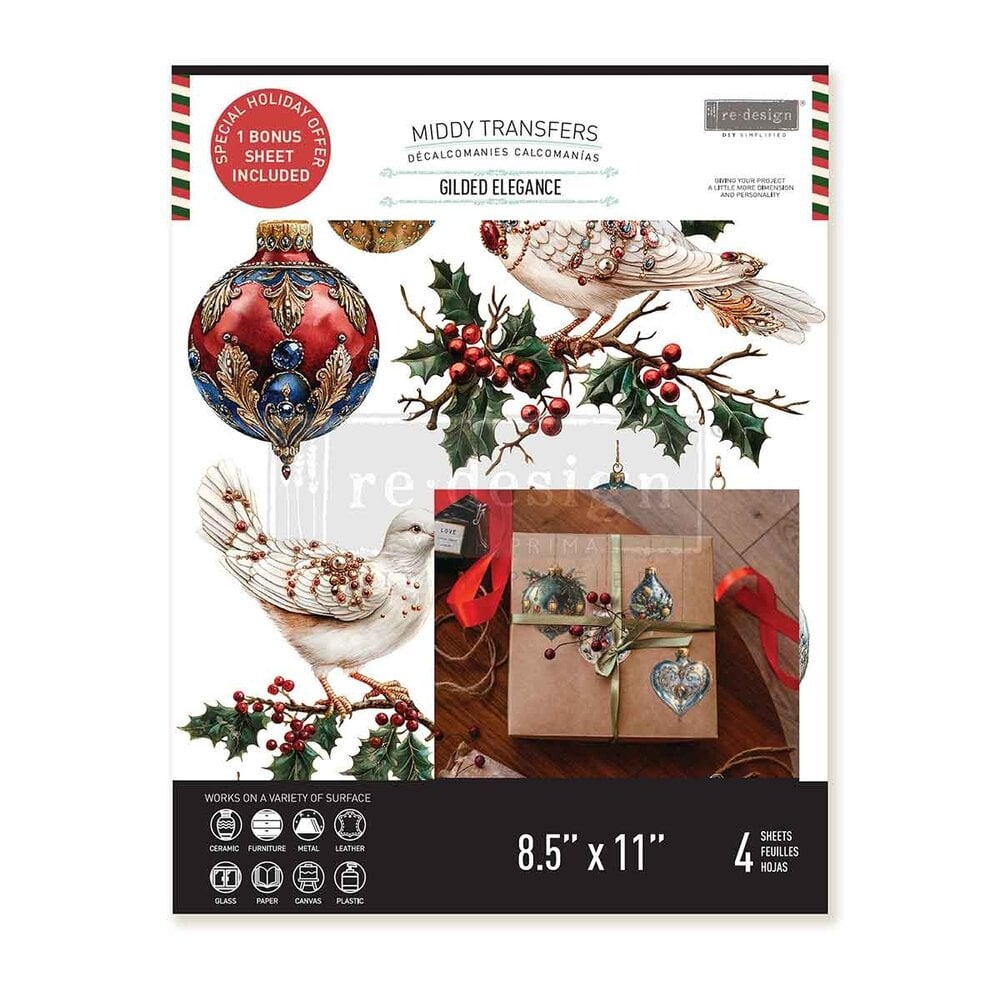Re-Design with Prima - Gilded Elegance 8,5x11 Inch Middy Transfers (3pcs)
