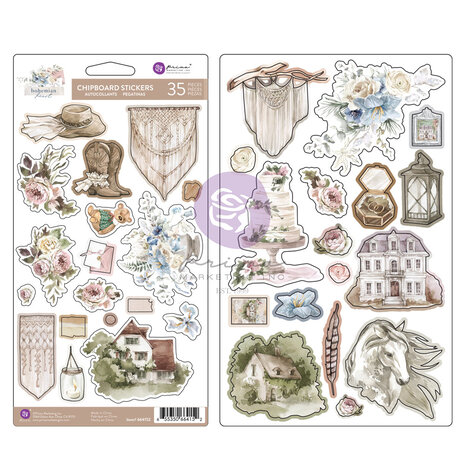 Prima Marketing - Bohemian Heart Chipboard Stickers (35pcs)