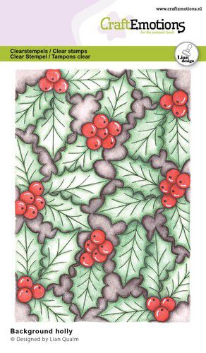 CraftEmotions Clearstamps A6 Hintergrund Stechpalme Lian Qualm