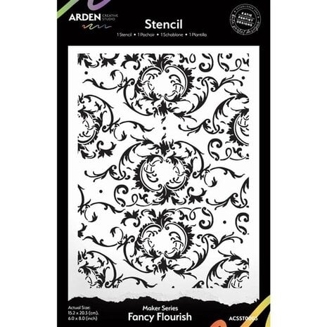 Arden Creative Studio - Maker Series 6x8 Inch Stencil Fancy Flourish