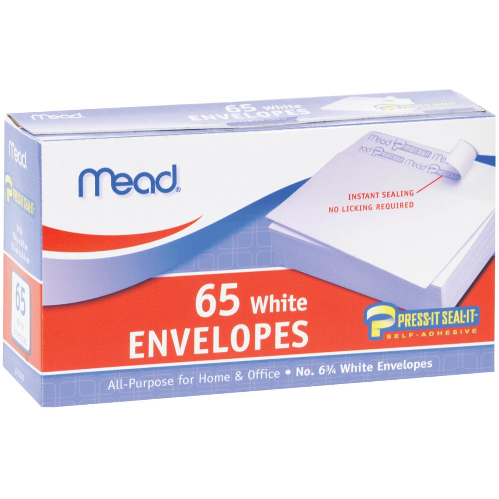 Mead Boxed Peel & Stick Envelopes 3.625"X6.5" 65/Pkg - Regular #6