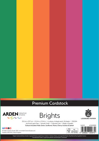 Arden Creative Studio - Premium Cardstock A4 Brights (24 Sheets)