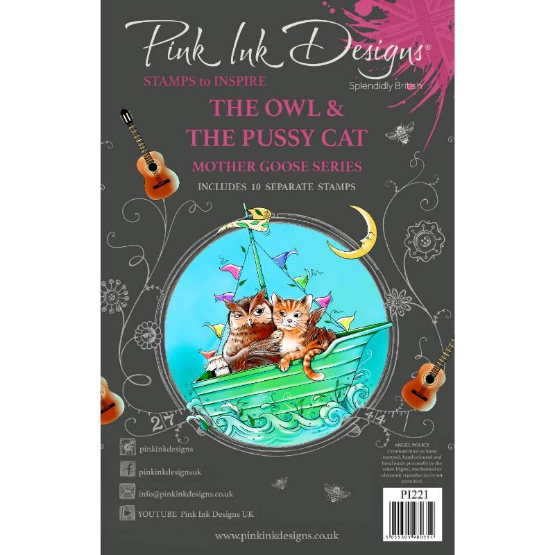 Pink Ink Designs The Owl & The Pussycat 6 in x 8 in Clear Stamp Set
