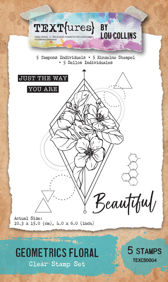 TEXT(ures) - Dragonfly Dreams 4x6 Inch Clear Stamp Set Geometrics Floralby Lou Collins