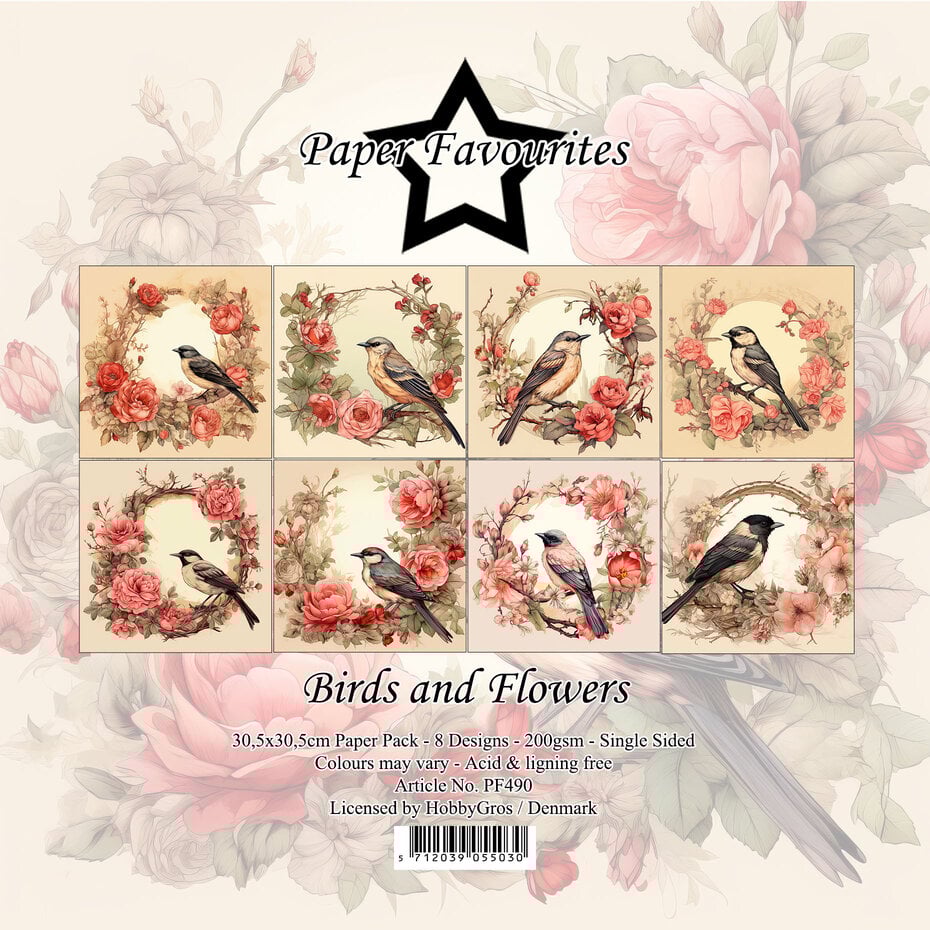 Paper Favourites - Birds and Flowers 12x12 Inch Paper Pack  Paper Favourites - Birds and Flowers 12x12 Inch Paper Pack