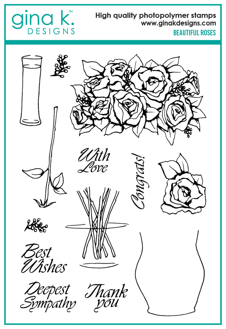 Gina K Designs - STAMPS- Beautiful Roses