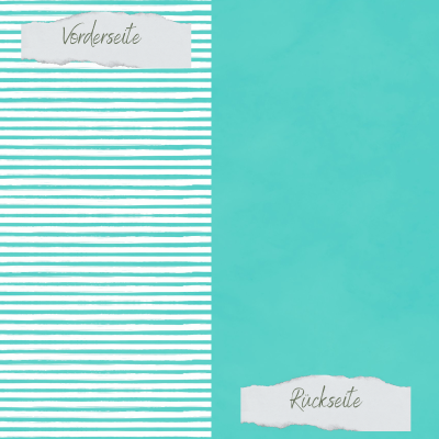 Creative Depot - Designpapier - Basic - Sommertürkis - Streifen + Uni - Doppelseitig bedruckt 