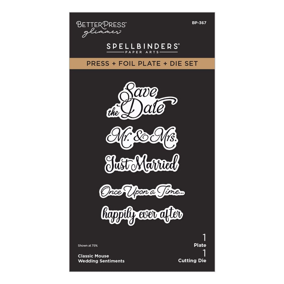 Spellbinders - Classic Mouse Wedding Press + Foil Plate & Die Set Sentiments by Spellbinders