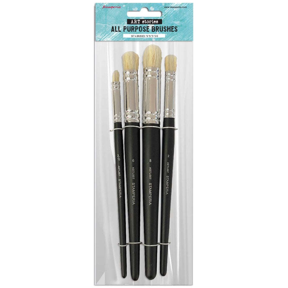 Stamperia - Art Stories Art Brushes Set 6"-8"-2"-2/0" (4pcs) by Antonis Tzanidakis