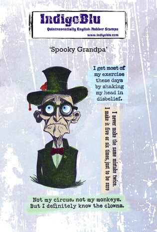 IndigoBlu - Spooky Grandpa A6 Red Rubber Stamp