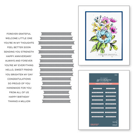 Spellbinders -BetterPress -  Always and Forever Sentiment Strips Press Plate & Die Set