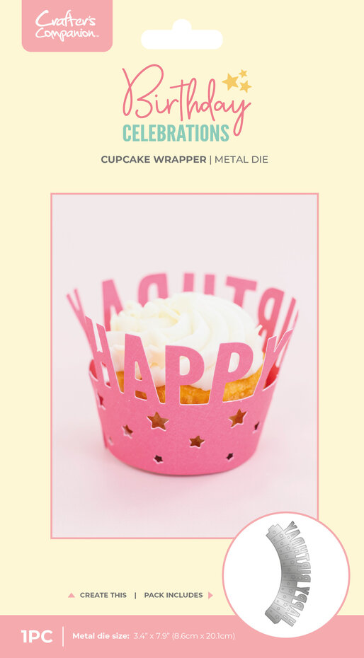 Crafters Companion - Birthday Celebrations Metal Dies Cupcake Wrapper