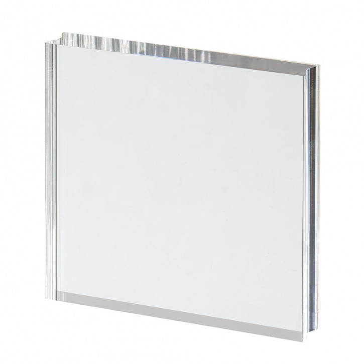 Acrylblock, mit Griffmulde, 100 x 100 x 15 mm, transparent Acrylblock, mit Griffmulde, 100 x 100 x 15 mm, transparent